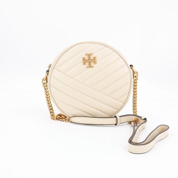 Tory Burch Handbags - Tory Burch Kira Leather Chevron Circle Crossbody Bag New Cream